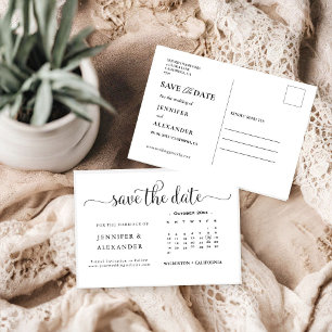 Moderne Elegante Foto Kalender Weiße Hochzeit Save The Date