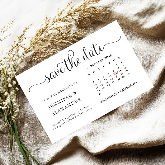 Moderne Elegante Foto Kalender Weiße Hochzeit Save The Date