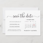 Moderne Elegante Foto Kalender Weiße Hochzeit Save The Date (Vorderseite)