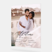 Moderne, elegante Foto-Kalligraphie-Hochzeit Willk Acrylschild (Winkel)