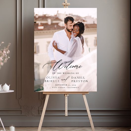 Moderne, elegante Foto-Kalligraphie-Hochzeit Willk Acrylschild