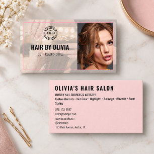 Moderne elegante Foto-Overlay-Frisur Frisörin Haar Visitenkarte