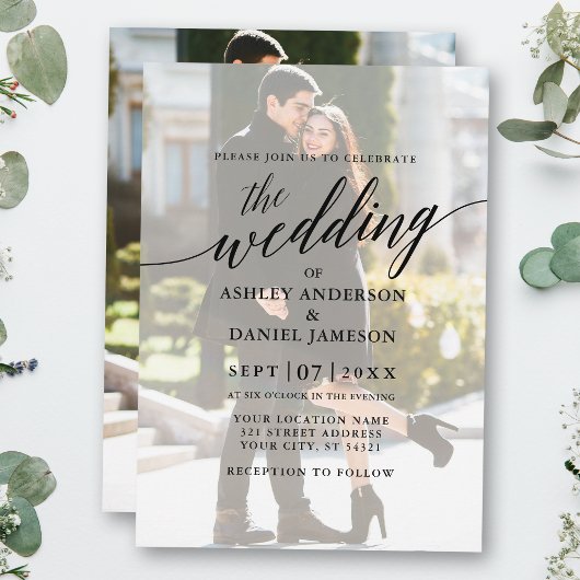 Moderne, elegante Foto-Overlay-Hochzeit Einladung