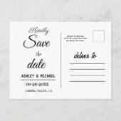 Moderne, elegante Foto Save the Date-Karte Postkarte (Rückseite)