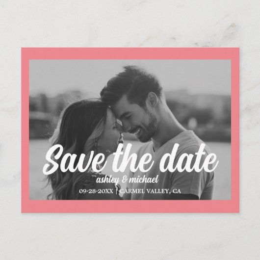 Moderne, elegante Foto Save the Date-Karte Postkarte (Vorderseite)