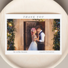 Moderne Elegante Foto Typografie-Nachricht Hochzei Dankeskarte