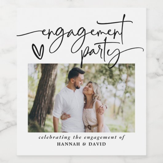 Moderne elegante Fotobindungsparty Weinetikett (Einzelnes Label)