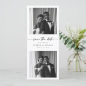 Moderne elegante Fotobox-Lesezeichen-Hochzeit Save The Date (Stehend Vorderseite)