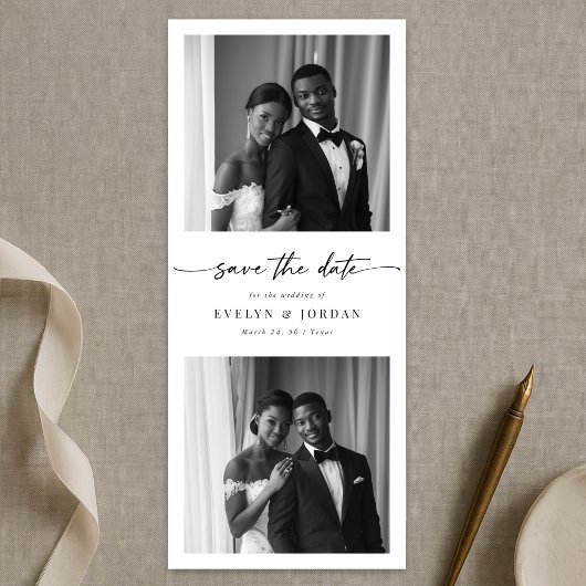 Moderne elegante Fotobox-Lesezeichen-Hochzeit Save The Date