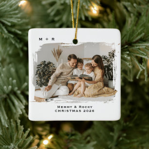 Moderne elegante Fotogeschenke zur Verlobung Keramikornament