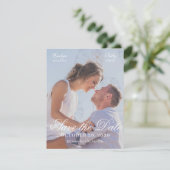 Moderne elegante Fotohochzeit Save The Date (Stehend Vorderseite)
