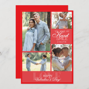 Moderne Elegante Fotomaterial Roter Valentinstag Feiertagskarte