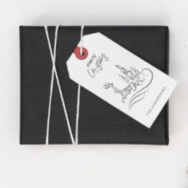 Moderne Elegante Frohe Weihnachtsbaum und Rentier Geschenkanhänger