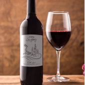 Moderne Elegante Frohe Weihnachtsbaum und Rentier Weinetikett