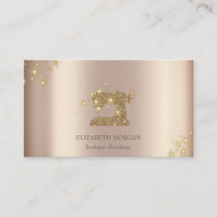 Moderne elegante funkelnde goldene Glitter-Nähmasc Visitenkarte