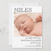 Moderne elegante Geburtshinweise Ankündigung (Vorderseite)