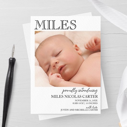 Moderne elegante Geburtshinweise Ankündigung