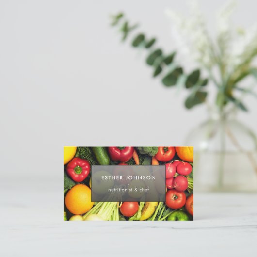 Moderne elegante Gemüse Ernährung Coach Visitenkarte (Stehend Vorderseite)