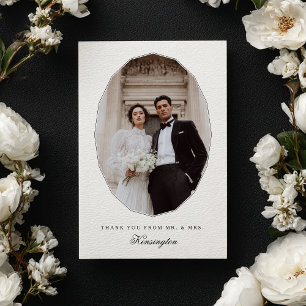 Moderne elegante geometrische Foto-Hochzeit Dankeskarte