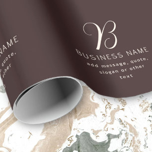 Moderne elegante Geschäftsname Monogramm   Dunkelb Geschenkpapier