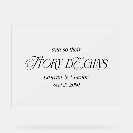 Moderne, elegante Geschichte beginnt Hochzeit Matt Acrylschild (Vorderseite)