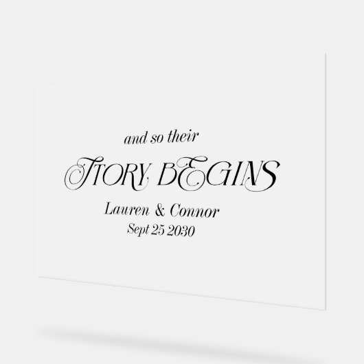 Moderne, elegante Geschichte beginnt Hochzeit Matt Acrylschild (Winkel)