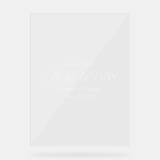 Moderne, elegante Geschichte beginnt Hochzeitsschr Acrylschild (Vorderseite)