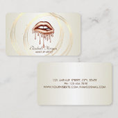 Moderne elegante,gestreifte,goldene Kreise,Lippen Visitenkarte (Vorne/Hinten)