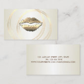 Moderne elegante,gestreifte,goldene Kreise,Lippen Visitenkarte (Vorne/Hinten)