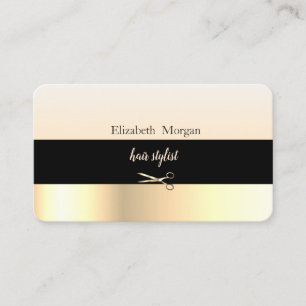 Moderne Elegante Gestreifte Schwarz,Gold,Schere Visitenkarte