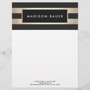 Moderne elegante gestreifte schwarze und FAUX-Gold Briefbogen