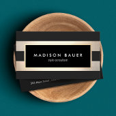 Moderne Elegante gestreifte Trendy Black Gold Foil Visitenkarte
