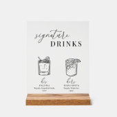 Moderne elegante Getränke aus Schwarz und Weiß Acrylschild (Vorderseite)