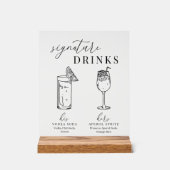 Moderne elegante Getränke aus Schwarz und Weiß Acrylschild (Vorderseite)