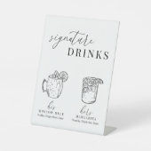 Moderne elegante Getränke aus Schwarz und Weiß Sockelschild (Vorderseite)