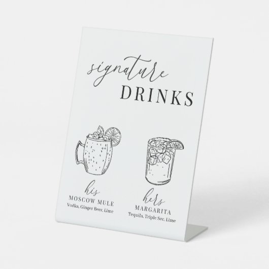 Moderne elegante Getränke aus Schwarz und Weiß Sockelschild (Vorderseite)