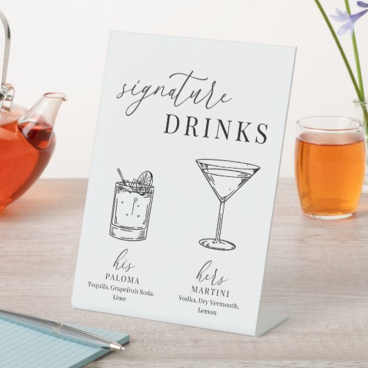 Moderne elegante Getränke aus Schwarz und Weiß Sockelschild (In Situ)