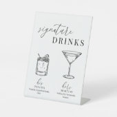 Moderne elegante Getränke aus Schwarz und Weiß Sockelschild (Vorderseite)