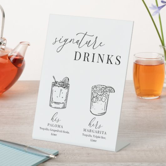 Moderne elegante Getränke aus Schwarz und Weiß Sockelschild (In Situ)