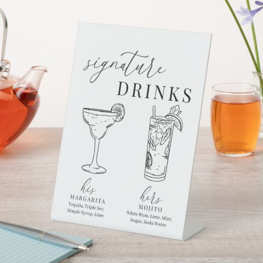 Moderne elegante Getränke aus Schwarz und Weiß Sockelschild (In Situ)