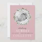 Moderne Elegante Girl Pink Foto Geburtserklärung (Vorderseite)