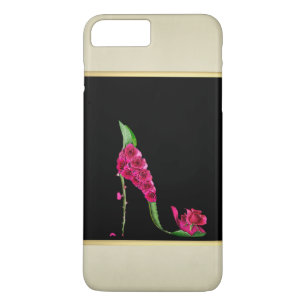 Moderne Elegante Girly, Black, Cream, Blume Heel Case-Mate iPhone Hülle