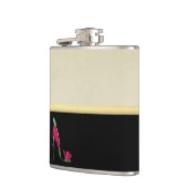 Moderne Elegante Girly, Black, Cream, Blume Heel Flachmann (Links)