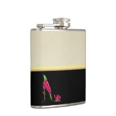 Moderne Elegante Girly, Black, Cream, Blume Heel Flachmann (Rechts)