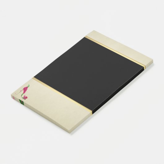 Moderne Elegante Girly, Black, Cream, Blume Heel Post-it Klebezettel (angewinkelt)