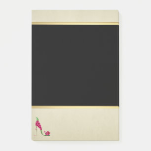 Moderne Elegante Girly, Black, Cream, Blume Heel Post-it Klebezettel