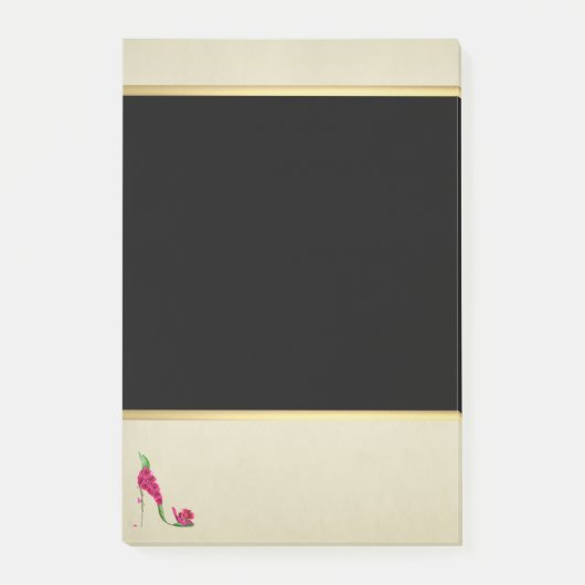Moderne Elegante Girly, Black, Cream, Blume Heel Post-it Klebezettel (Vorderseite)