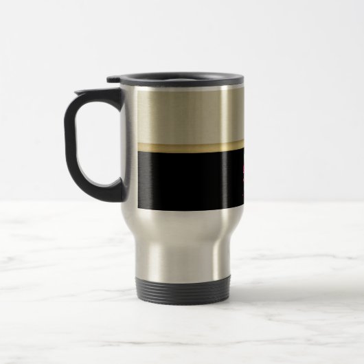 Moderne Elegante Girly, Black, Cream, Blume Heel Reisebecher (Links)