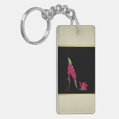 Moderne Elegante Girly, Black, Cream, Blume Heel Schlüsselanhänger (Vorderseite links)