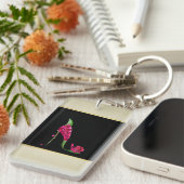 Moderne Elegante Girly, Black, Cream, Blume Heel Schlüsselanhänger (Vorderseite rechts)